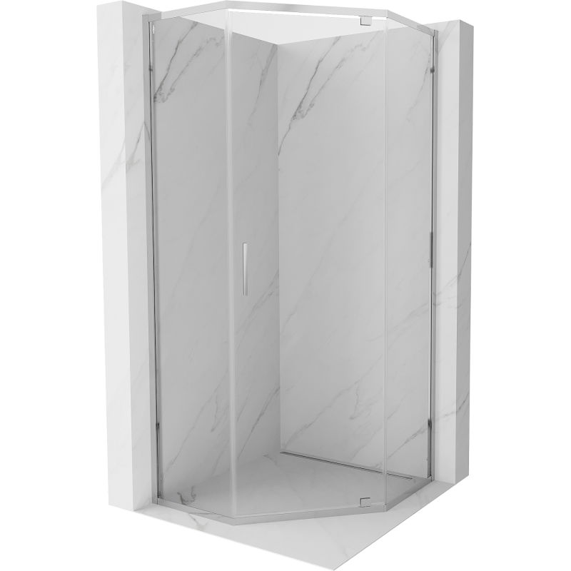 Mexen Exo penkiakampė dušo kabina su varstomomis durimis 90 x 90 cm, skaidri, chromas - 812-090-090-01-00