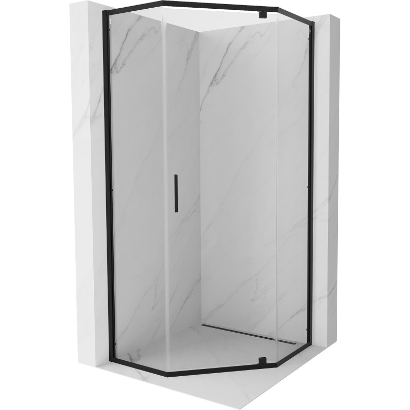 Mexen Exo penkiakampis dušo kabina su varstomomis durimis 80 x 80 cm, skaidrus, juodas - 812-080-080-70-00