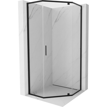 Mexen Exo-R penkiakampė dušo kabina su atveriamomis durimis 80 x 80 cm, permatoma, juoda - 812-080-080-70-00