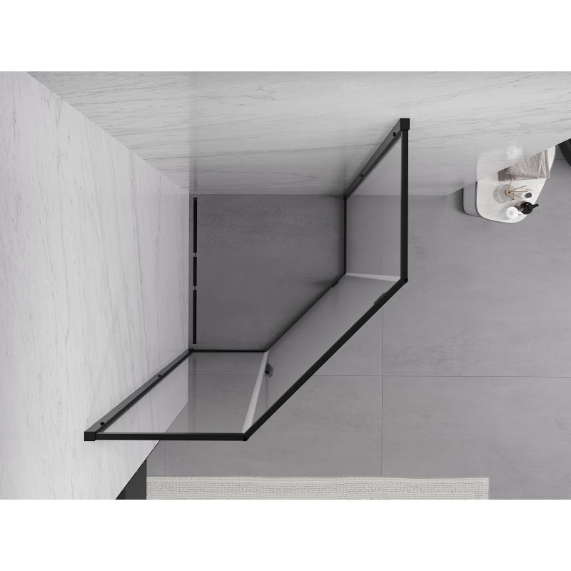 Mexen Exo penkiakampė atveriama dušo kabina 80 x 80 cm, skaidri, juoda - 812-080-080-70-00