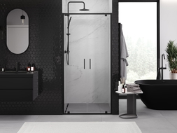 Mexen Exo-BR Duo dvivietės atveriamos dušo durys 80 cm, skaidrios, juodos - 8182-080-000-70-00
