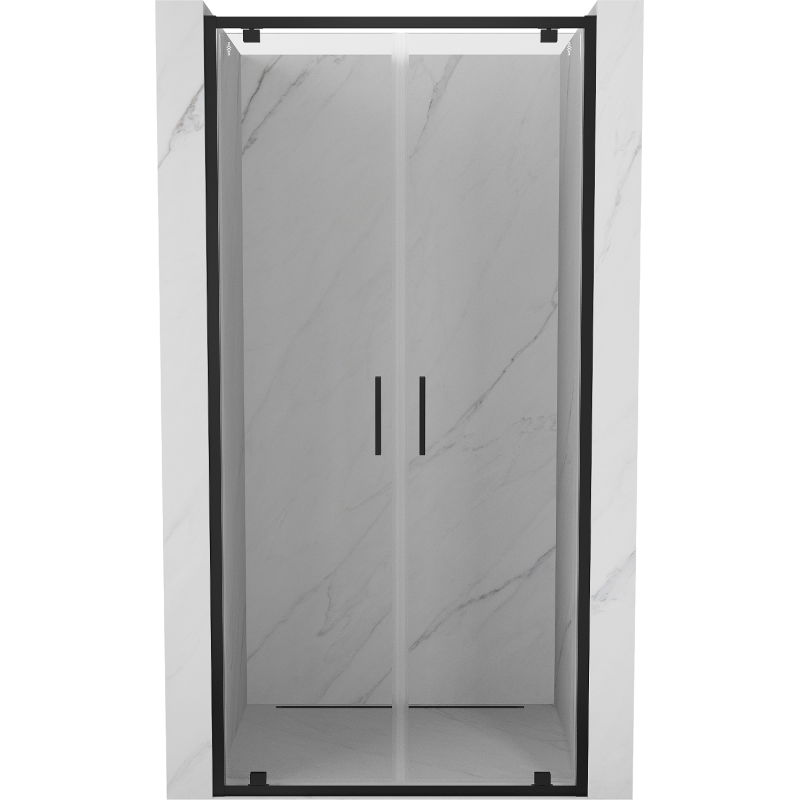 Mexen Exo dvigubos varstomos dušo durys 80 cm, permatomos, juodos - 8182-080-000-70-00
