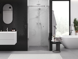 Mexen Exo-F sulankstomos dušo durys 65 cm, skaidrios, chromas - 816-065-000-01-00