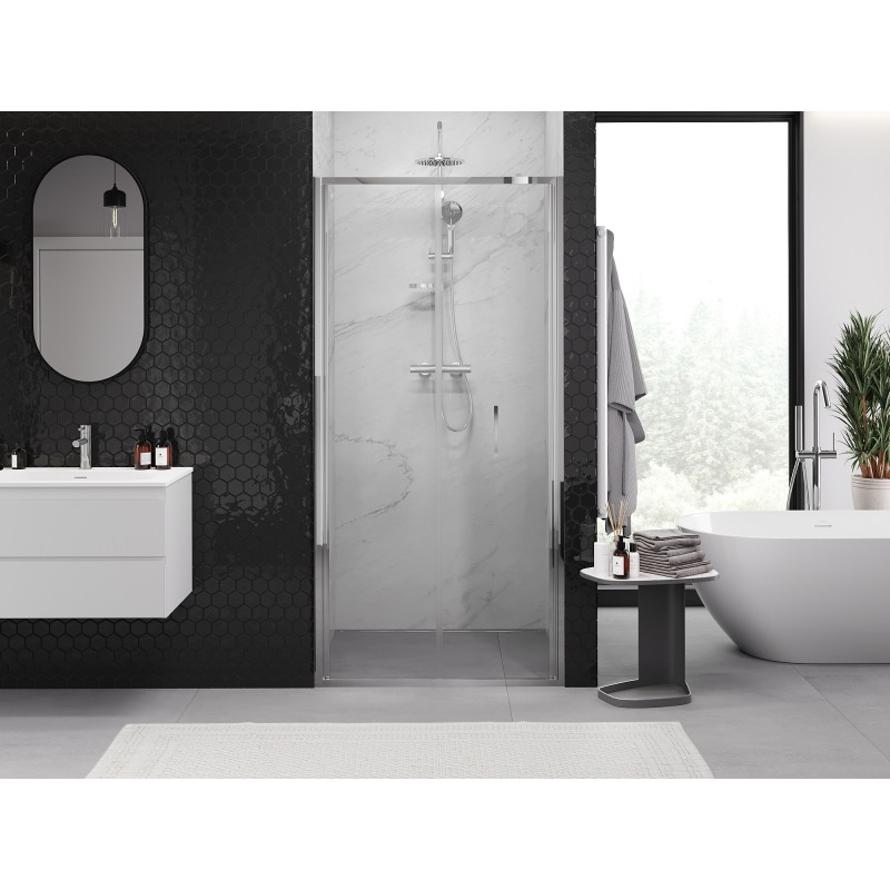 Mexen Exo-F sulankstomos dušo durys 80 cm, skaidrios, chromuotos - 816-080-000-01-00