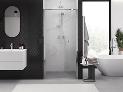 Mexen Exo sulankstomos dušo durys 85 cm, permatomos, chromas - 816-085-000-01-00