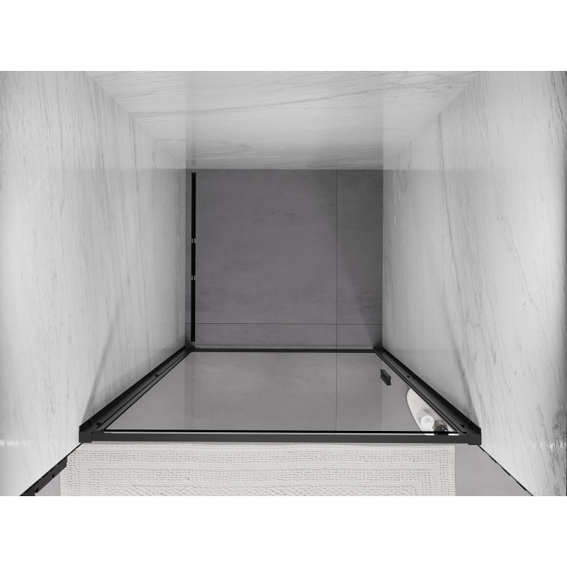 Mexen Exo-B 80 cm atidaromos dušo durys, skaidrios, juodos - 817-080-000-70-00