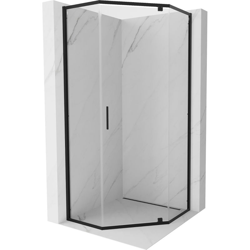Mexen Exo penkiakampė dušo kabina 90 x 90 cm, skaidri, juoda - 812-090-090-70-00