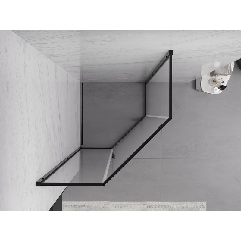 Mexen Exo penkiakampė varstoma dušo kabina 90 x 90 cm, skaidri, juoda - 812-090-090-70-00