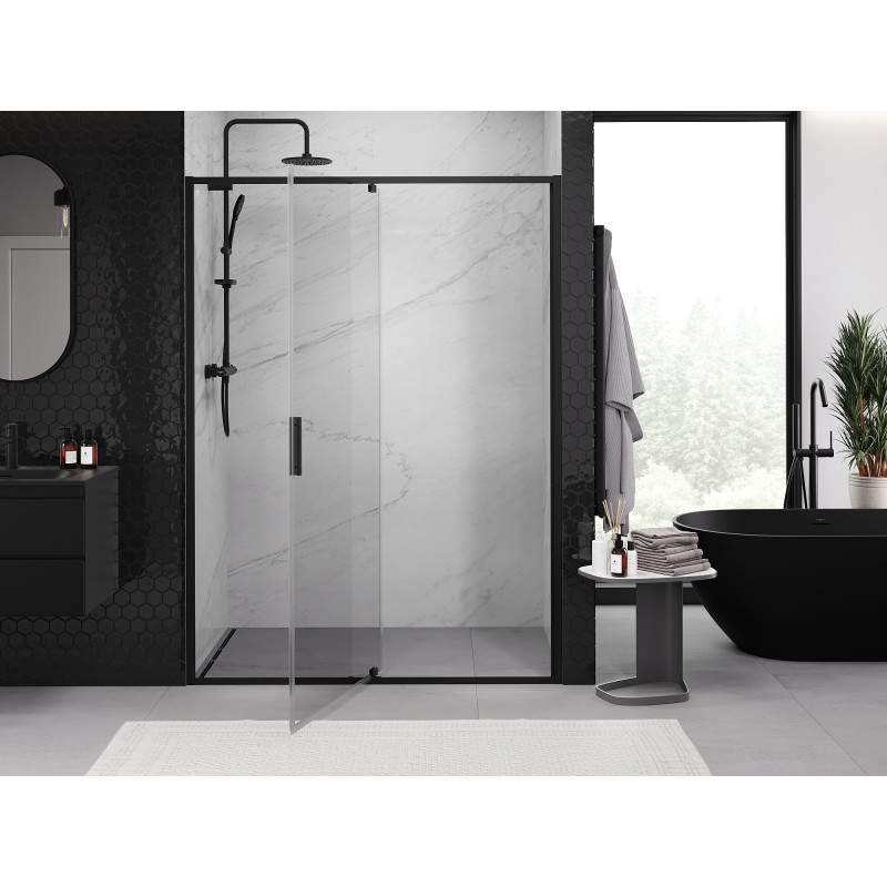 Mexen Exo-R atveriamos dušo durys 140 cm, permatomos, juodos - 819-140-000-70-00