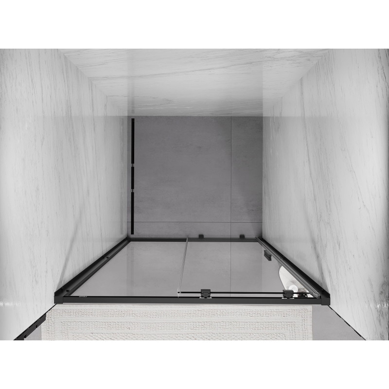 Mexen Exo-S stumdomos dušo durys 90 cm, permatomos, juodos - 8151-090-000-70-00