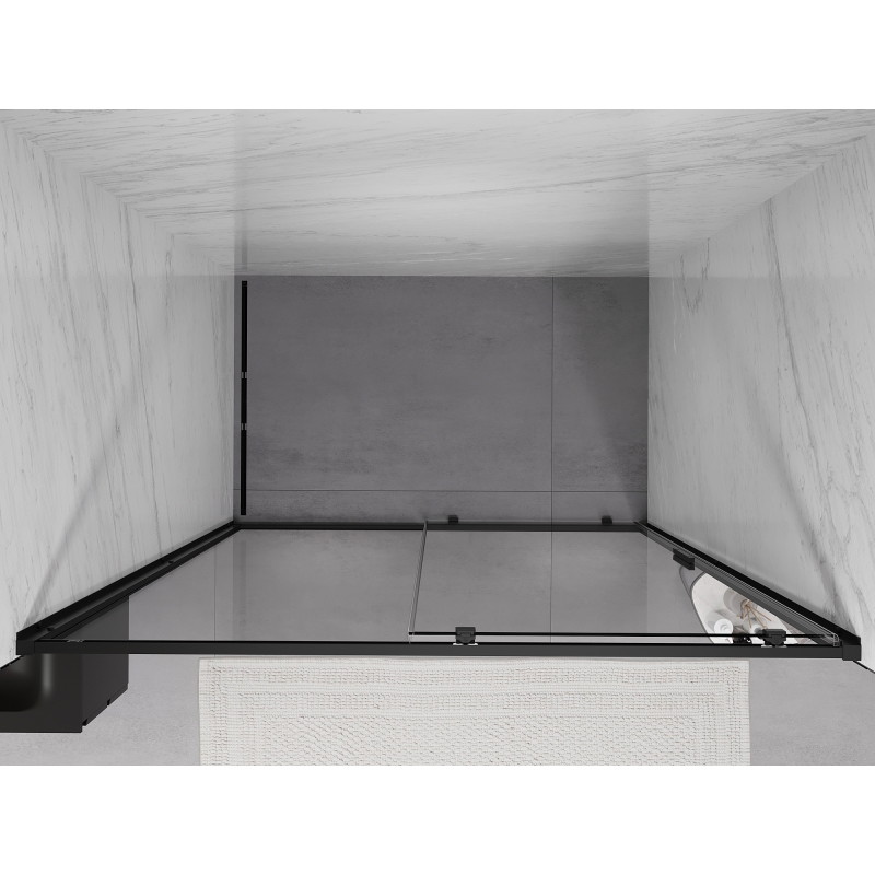 Mexen Exo-S 130 cm stumdomos dušo durys, permatomos, juodos - 8151-130-000-70-00