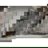 Mexen Lima sulankstoma dušo kabina 100 x 80 cm, Skaidrus, Auksinė + dušo padėklas Flat, Juoda - 856-100-080-50-00-4070G