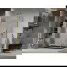Mexen Lima sulankstoma dušo kabina 100 x 80 cm, Skaidrus, Auksinė + dušo padėklas Flat, Juoda - 856-100-080-50-00-4070G