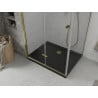 Mexen Lima sulankstoma dušo kabina 100 x 90 cm, permatoma, aukso + Flat dušo padėklas, juodas - 856-100-090-50-00-4070G