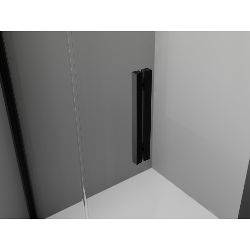 Mexen Exo-R penkiakampė stumdoma dušo kabina 90 x 90 cm, skaidri, juoda - 812-090-090-70-00