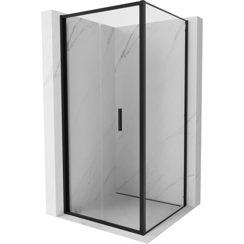 Mexen Exo sulankstoma dušo kabina 85 x 85 cm, skaidri, juoda - 816-085-085-70-00