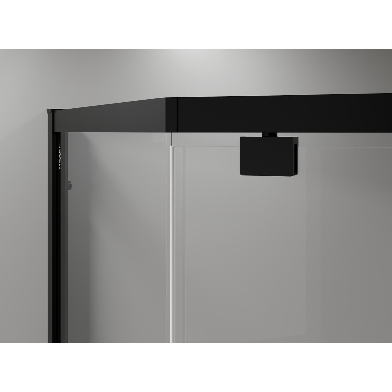 Mexen Exo-R penkiakampė stumdoma dušo kabina 90 x 90 cm, skaidri, juoda - 812-090-090-70-00