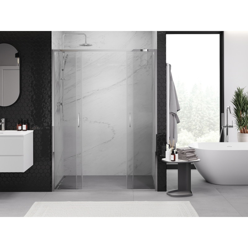 Mexen Exo-S Duo dvigubos stumdomos dušo durys 130 cm, skaidrios, chromas - 8152-130-000-01-00