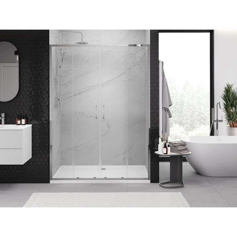 Mexen Exo-S Duo dvigubos stumdomos dušo durys 140 cm, permatomos, chromas - 8152-140-000-01-00