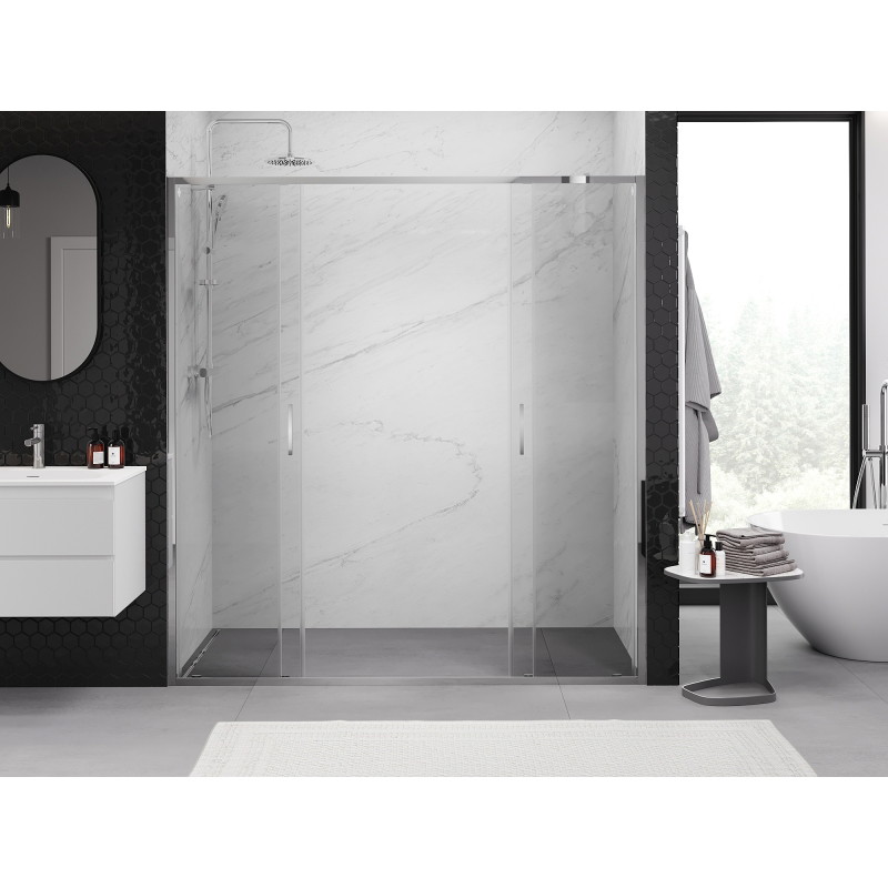 Mexen Exo-S Duo dvivietės dušo durys, stumdomos, 170 cm, skaidrios, chromuotos - 8152-170-000-01-00