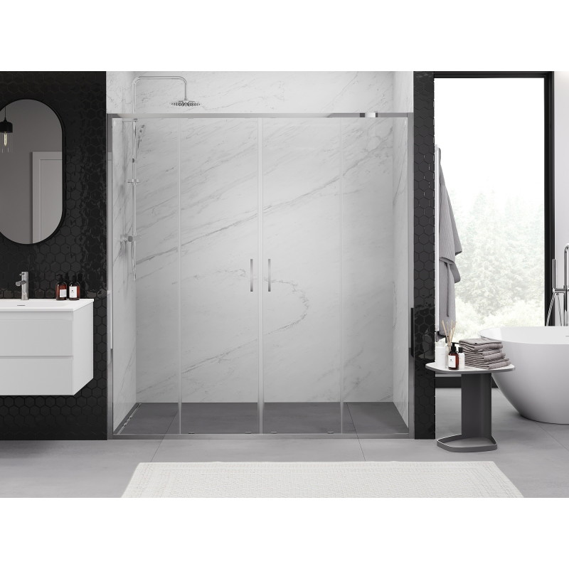 Mexen Exo-S Duo dvivietės slankiojančios dušo durys 190 cm, permatomos, chrominės - 8152-190-000-01-00