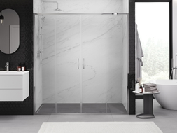 Mexen Exo-S Duo dvivietės slankiojančios dušo durys 190 cm, permatomos, chrominės - 8152-190-000-01-00