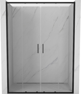 Mexen Exo-S Duo dvigubos stumdomos dušo durys 150 cm, permatomos, juodos - 8152-150-000-70-00
