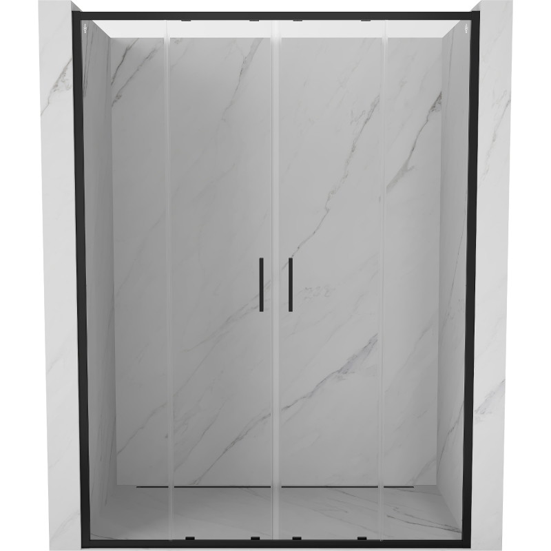 Mexen Exo-S Duo dvivietės stumdomos dušo durys, 160 cm, skaidrios, juodos - 8152-160-000-70-00