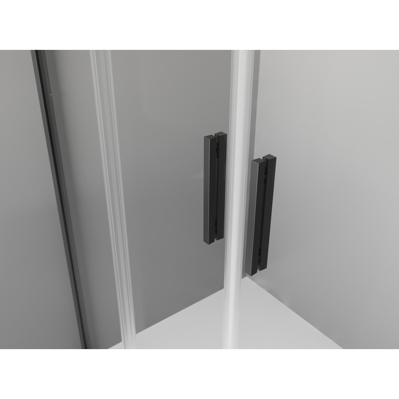 Mexen Exo-S Duo dvivietės stumdomos dušo durys, 160 cm, skaidrios, juodos - 8152-160-000-70-00