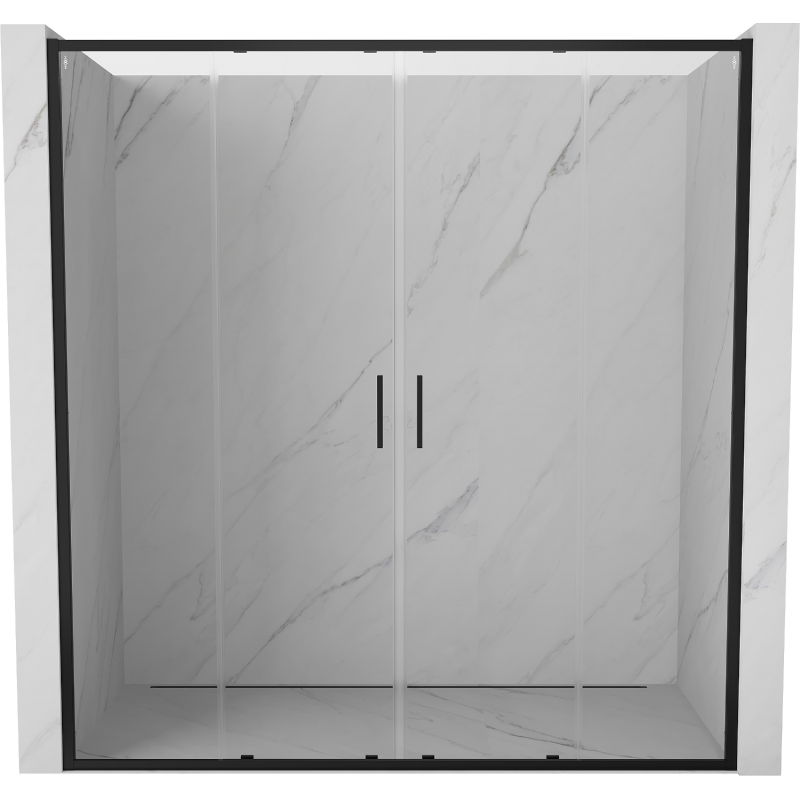 Mexen Exo dvigubos slankiosios dušo durys 180 cm, skaidrios, juodos - 8152-180-000-70-00