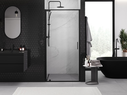 Mexen Exo dušo durys varstomos 65 cm, skaidrios, juodos - 8181-065-000-70-00