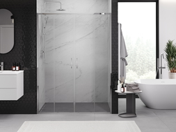 Mexen Exo dvigubos slankiosios dušo durelės 130 cm, permatomos, chromas - 8152-130-000-01-00