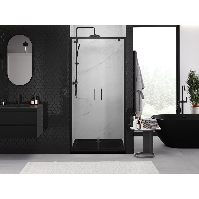 Mexen Exo-BR Duo dvivietės atveriamos dušo durys 80 cm, skaidrios, juodos - 8182-080-000-70-00