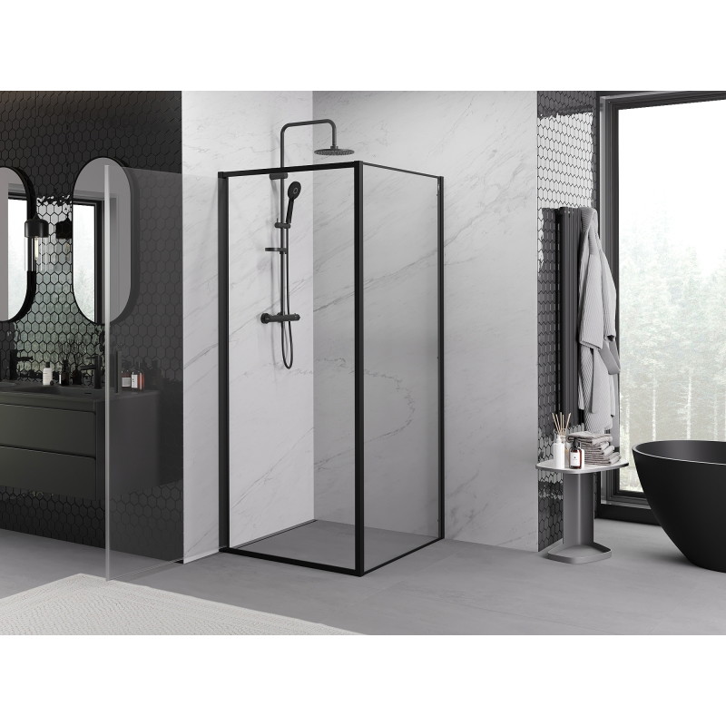 Mexen Exo-B 80 x 80 cm atidaroma dušo kabina, skaidri, juoda - 817-080-080-70-00