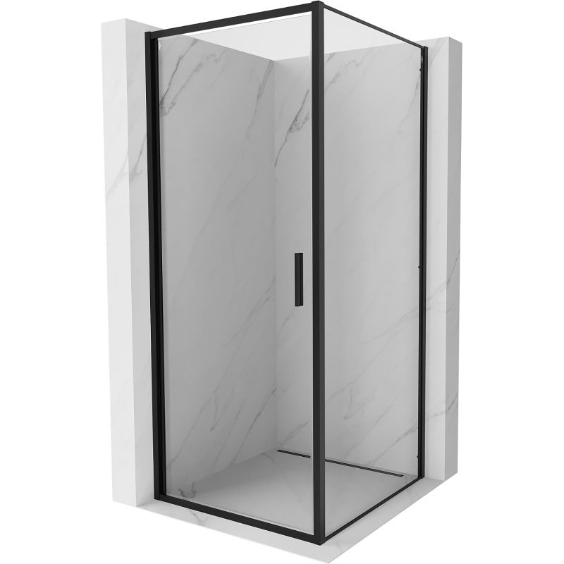 Mexen Exo atidaroma dušo kabina 85 x 85 cm, skaidri, juoda - 817-085-085-70-00