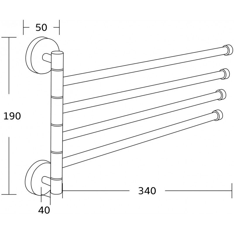 Mexen keturvietis sukamasis rankšluosčių laikiklis, juodas - 7039244-70