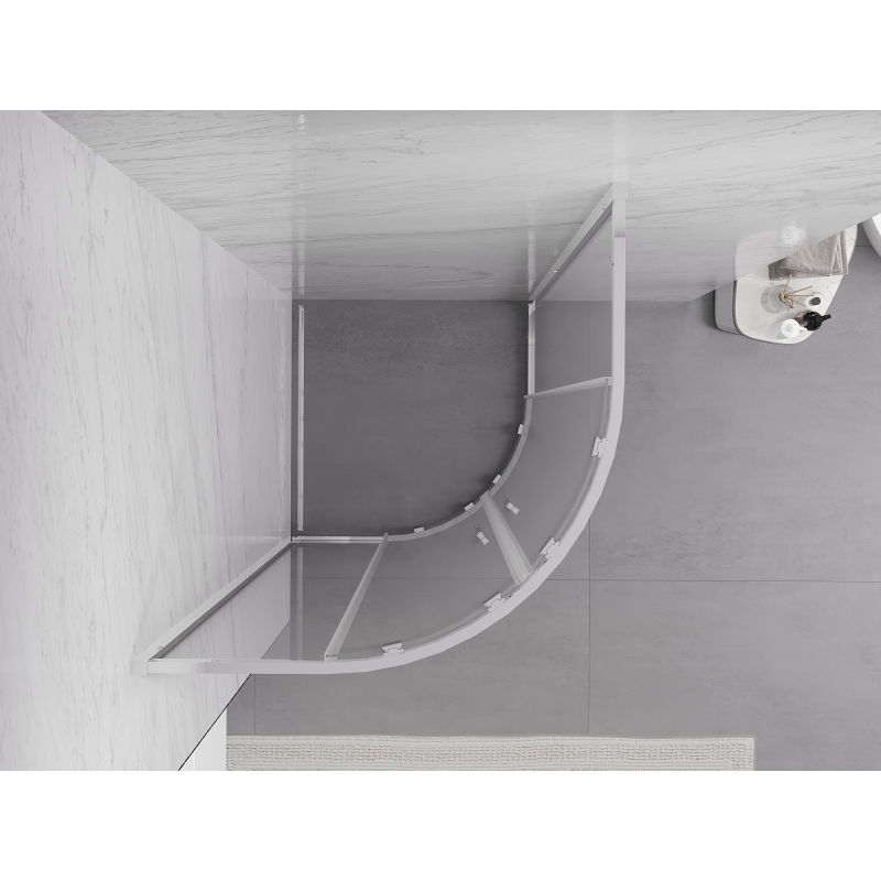 Mexen Exo pusapvalė stumdomos durys dušo kabina 100 x 100 cm, skaidri, chromuota - 8132-100-100-01-00