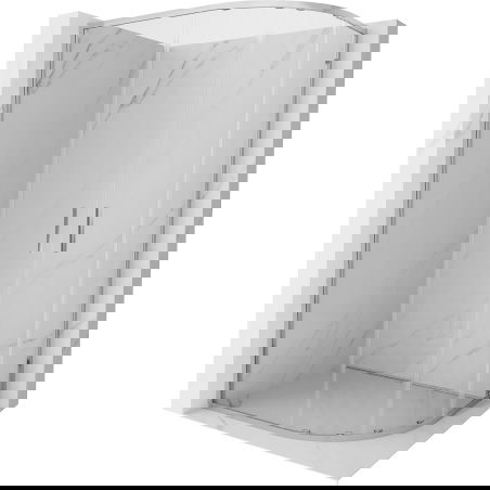 Mexen Exo pusapvalė asimetrinė stumdoma dušo kabina 90 x 80 cm, skaidri, chromuota - 8132-090-080-01-00