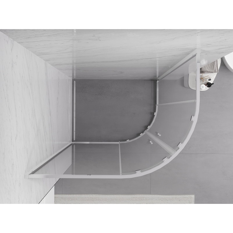 Mexen Exo-S Duo asimetriška pusapvalė stumdoma dušo kabina 100 x 80 cm, skaidri, chromuota - 8132-100-080-01-00
