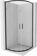Mexen Exo-S Duo pusapvalė stumdomų durų dušo kabina 80 x 80 cm, permatoma, juoda - 8132-080-080-70-00