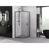 Mexen Exo pusapvalė stumdomos durys dušo kabina 90 x 90 cm, skaidri, juoda - 8132-090-090-70-00