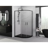 Mexen Exo-S Duo pusapvalė asimetrinė stumdoma dušo kabina 120 x 90 cm, skaidri, juoda - 8132-120-090-70-00
