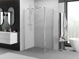 Mexen Exo-R voniaus kabina su atveriamomis durimis 130 x 80 cm, permatoma, chromuota - 819-130-080-01-00