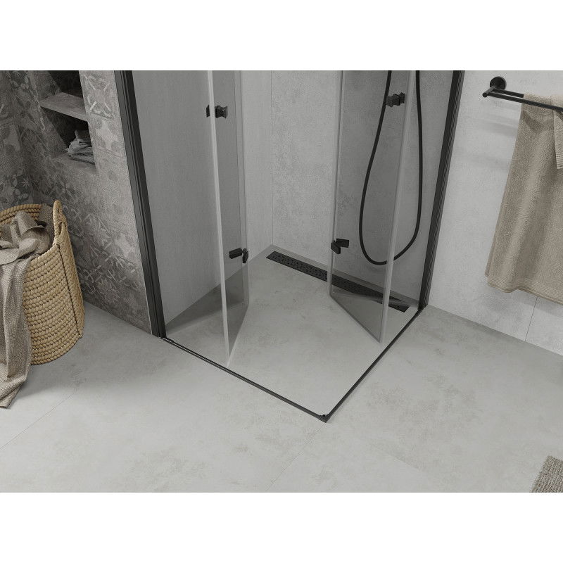 Mexen Lima Duo sulankstoma dušo kabina 70 x 70 cm, skaidri, juoda - 856-070-070-70-00-02