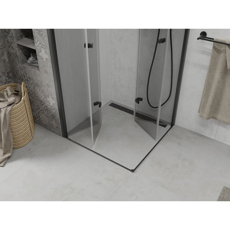 Mexen Lima Duo sulankstoma dušo kabina 80 x 80 cm, permatomas, juoda - 856-080-080-70-00-02