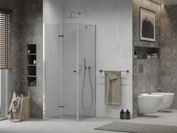 Mexen Lima sulankstoma dušo kabina 100 x 100 cm, permatoma, chrominė - 856-100-100-01-00