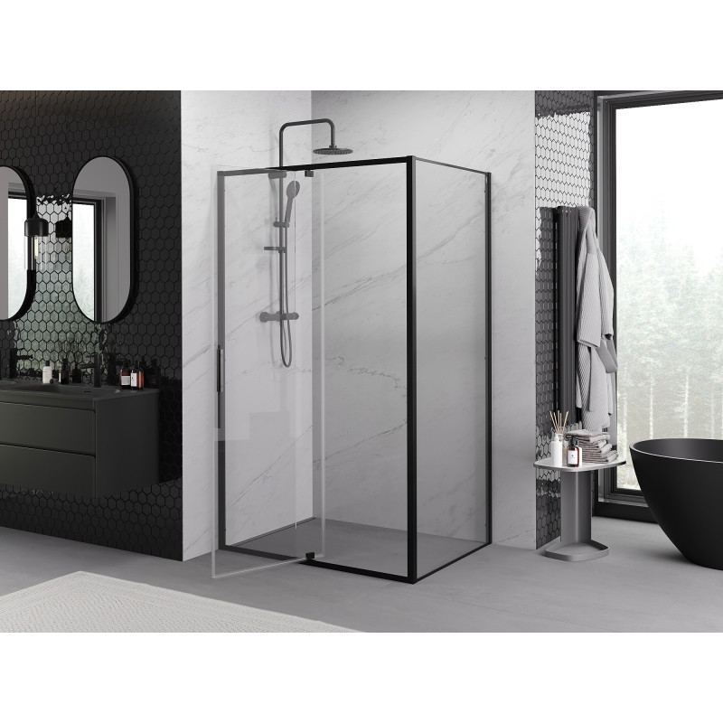 Mexen Exo-R atveriama dušo kabina 100 x 90 cm, skaidrus, juoda - 819-100-090-70-00
