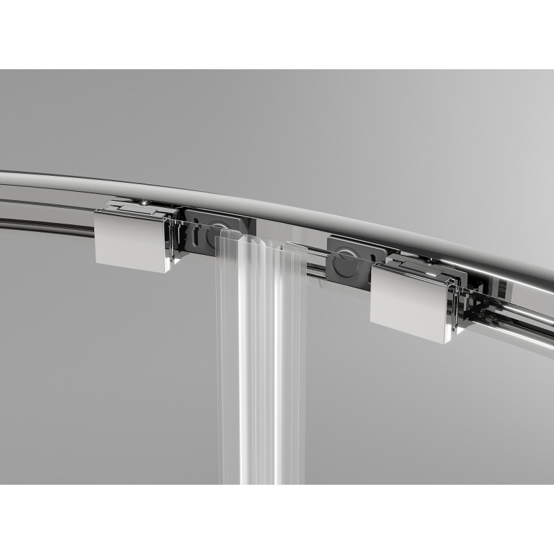 Mexen Exo asimetriška pusapvalė dušo kabina su stumdomomis durimis 100 x 80 cm, skaidri, chromas - 8132-100-080-01-00