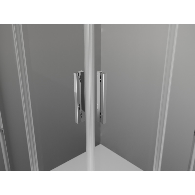 Mexen Exo kvadratinė dušo kabina su varstomomis durimis 100 x 100 cm, skaidrus, chromas - 8110-100-100-01-00