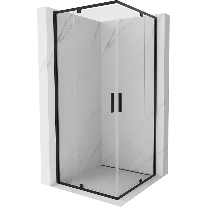 Mexen Exo-R Duo kvadratinis dušo kampelio kabina 80 x 80 cm, skaidri, juoda - 8110-080-080-70-00